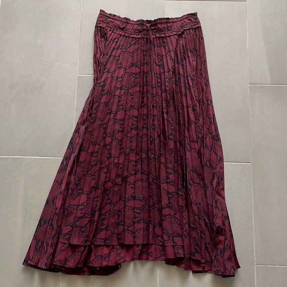 A.L.C. Maya snake print Bordeaux midi skirt (burgundy & black) - Picture 3 of 17